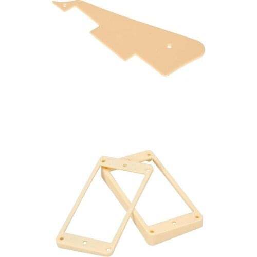 Cream Curved Pickup Mounting Rings & Single Ply Pickguard for LP Electric Guitar