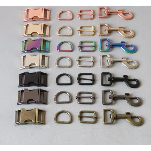 100Sets/Pack 25mm Webbing Metal Belt Buckle Slider D Ring Snap Clip Hook For Pet Dog Collar Leads Lock Lobster Clasp Accessories