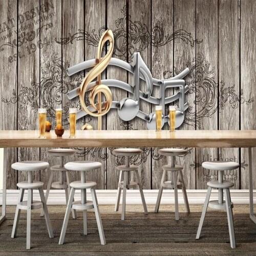 Milofi custom 3D music notes nostalgic retro large TV background wallpaper mural