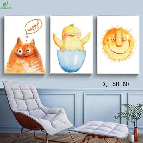 Minimalist Art Cartoon Animal Bear Fox Rabbit Minimalist Art Canvas Poster Painting Print Modern Home Kid Room Wall Decor Pictur