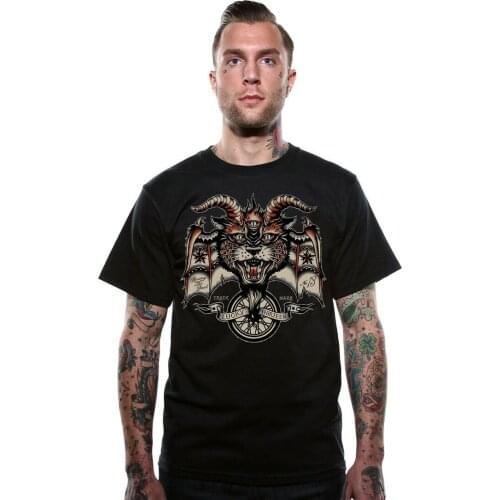 Lucky 13 Evil Wheel Racing The Devil Biker Adult Mens T Tee Shirt LM1000EW