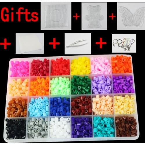 Set 5mm Hama Beads 24 Colors Box set and template Diy Educational Kids Toy Gift PUPUKOU