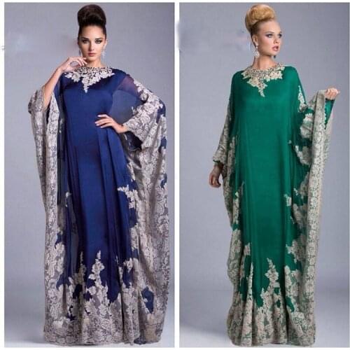 New Vestidos De Noche Arabic Kaftan Long Chiffon Dubai Kaftan Long Sleeve Abaya In Dubai Moroccan Kaftan Mother of Bride Dresses