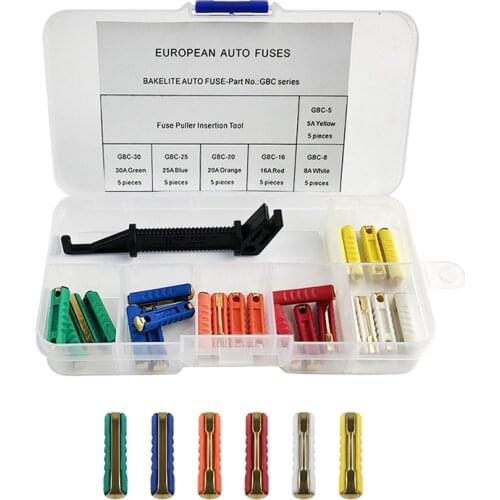 Brand New High Quality Eastern European Car Fuse 5A-30A Cylindrical Fuse Ceramic Tube Fast-blow Fuse Car fuse block Car Fuse