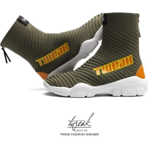 Casual Boots Mens and Womens Shoes Couple High-top Casual Boots Sports Flying Woven Socks Shoes