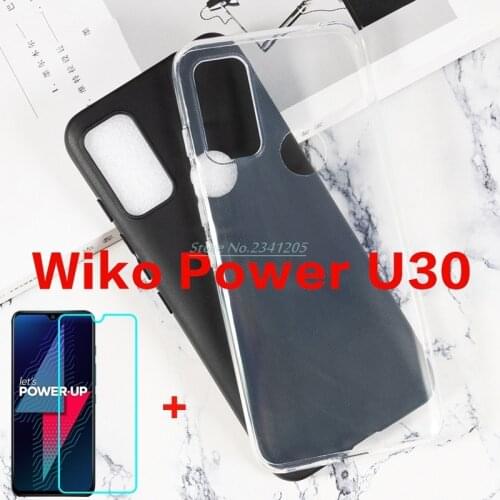 Transparent Phone Case For Wiko Power U30 U20 U10 Silicon Caso Soft Black TPU Case with Tempered Glass on Wiko U10 U20 U30 Vidro