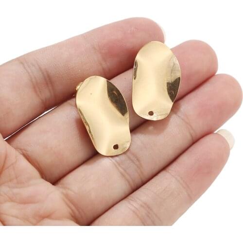 25MM*15MM stainless steel Stud Earrings Post Blank Base with Loop Ear Pins for DIY Jewelry Making