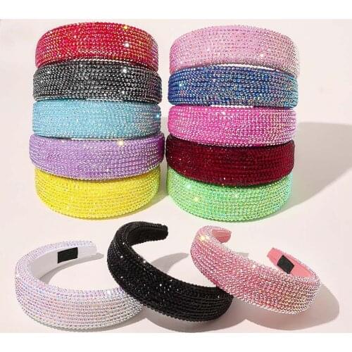 Luxury Rhinestones Padded Headbands for Women Full Crystal Hairbands Hair Hoop Baroque Headband Bridal Wedding Party Favors