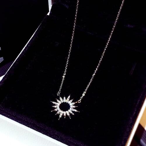 Luxury Shine Micro Inlaid cz Circle Women Necklace AAA Cubic Zirconia Hot Sale Simple Delicate Thin Clavicle Kolye Chain Pendant
