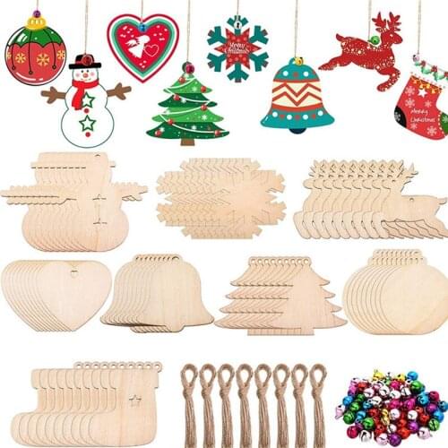 Mixed Wooden Charms Christmas Pendants DIY Baby Toy Beads for Bracelet Earrings Jewelry Making Xmas Tree Decor Kids Gift