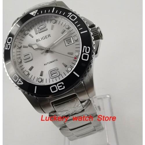 40mm bliger white dial Luminous saphire glass;black Ceramic Bezel Automatic movement mens watch-BA92