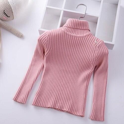 Childrens Casual Sweater Spring and Autumn Girls Turtleneck Sweater Solid Bottoming Pullover Sweater for Kids