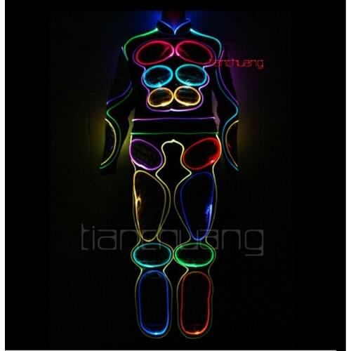 TC-81 Programmable colorful clothes Full color LED light robot costumes luminous dj wear ballroom disco stage suits performance
