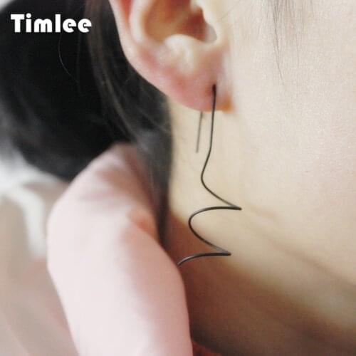 Timlee E208 New Simple Spiral Design Geometry Metal Drop Earrings Fashion Accessories Wholesale
