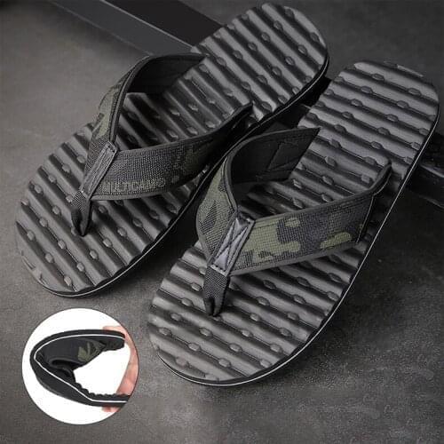 Ultralight Flip FlopsOutdoor Camping Slippers Military Tactical Camouflage EVA Webbing Wear-Resistant Beach Shoes Green Black