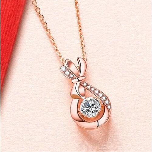 Vintage Silver 925 Sterling Necklace For Women Jewelry Shiny Crystal Water Drop Pendant Necklace Female Rose Gold Choker Bijou