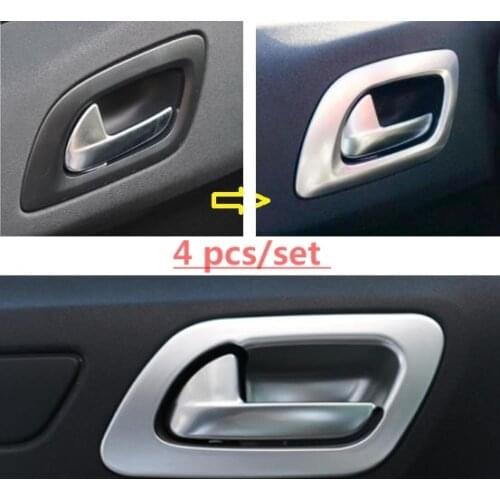 Interior Door Handle Trim Frame Bowl Silver Cover For Citroen C4L( 2010-2016) Interior Door Handle Trim Car Styling
