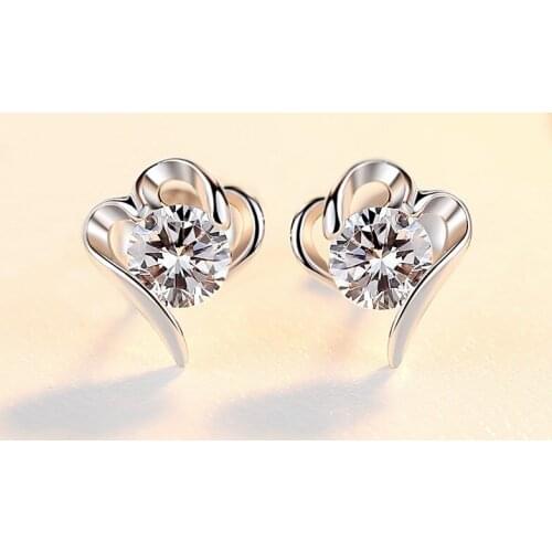 Trendy 100% 925 Sterling Silver Stud Earrings Geometric Zircon Gemstone Earrings For Female Wedding Engagement Fine Jewelry Gift