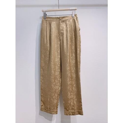 Ladies 2021 fashion new loose jacquard silk trousers 0313
