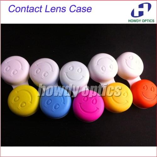 100pcs Wholesale Smile Contact Lens Case Contact Lenses Case Contact Lens Box Free Shipping