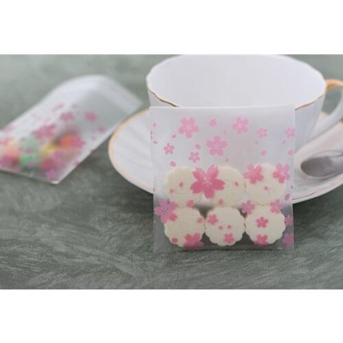 100pcs plastic transparent frosted cherry candy biscuit packaging bag DIY baking self-adhesive bag wedding birthday party