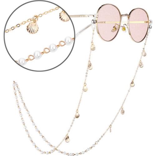 2020 Ins Trend Reading Glasses Chain Women Pearl Shell Sunglasses Chain Eyewear Cord Lanyard Necklace Eye Glasses Strap Rope