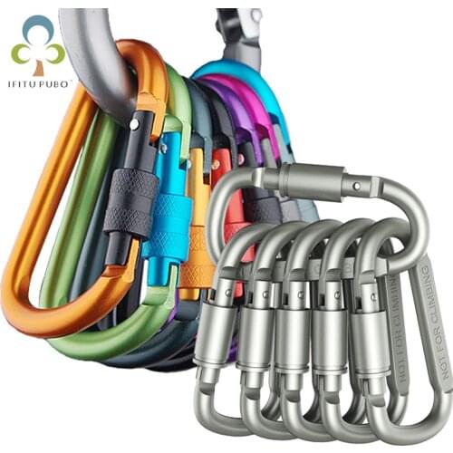5Pcs Carabiner Travel Kit Camping Equipment Alloy Aluminum Survival Gear Camp Mountaineering Hook Outdoor Carabiner GYH
