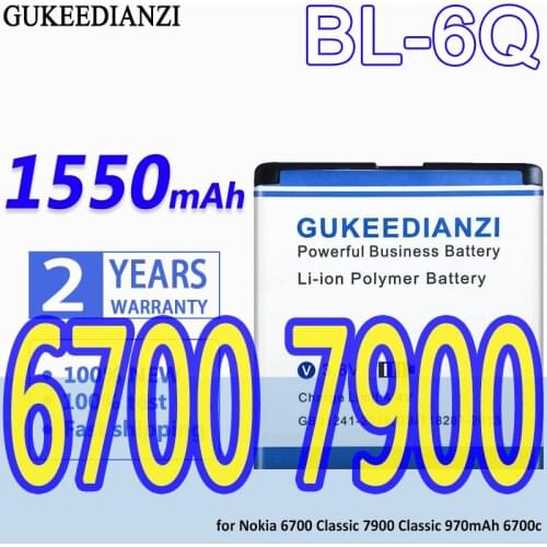 High Capacity GUKEEDIANZI Battery BL-6Q 1550mAh for Nokia 6700 Classic 7900 Classic 970 6700c Nokia6700 Classic7900 Classic970