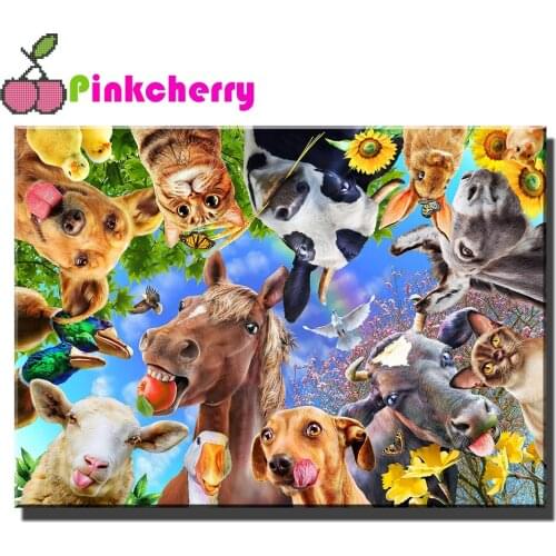 5d diy diamond painting Cow Horse Dog cat mosaic cross stitch 3d embroidery diamond Full round square Drill Farmhouse k1155