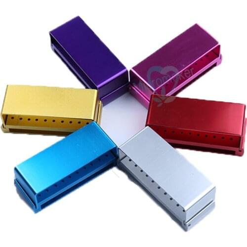 Aluminium Dental Burs Holder Disinfection Holder 30 holes Block Oral Teeth Polishing Drill Holder