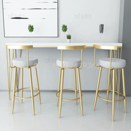 Bar Chair Nordic Net Red Gold Simple Modern Bar Milk Tea Coffee Shop Light Luxury Family Iron Stool