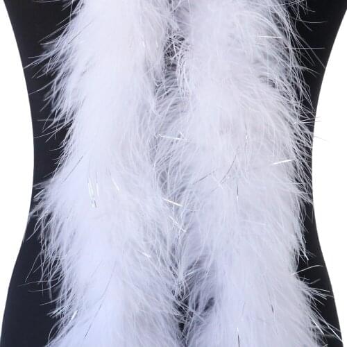 White with silver wire Turkey Feather Boa Shawl High quality Feather Decorative Boas Sewing Wedding Clothing Ribbon Accessory