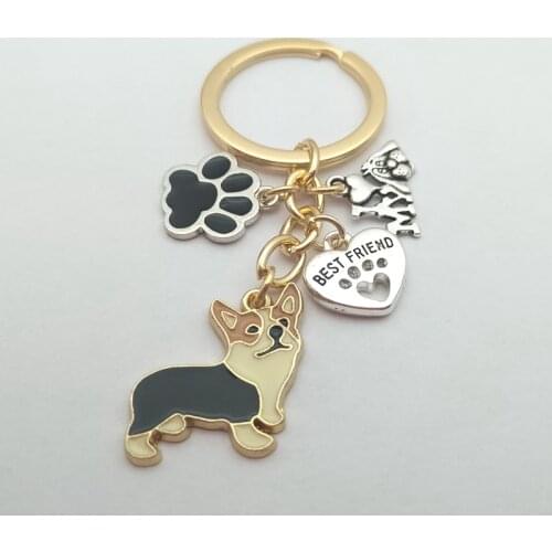 I love dogs cute Welsh Corgi key chain ladies handbag pendant key chain key ring mens car key chain small accessories