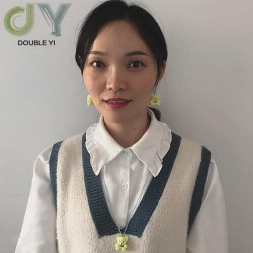 Original/flocking doll pendant decorations Joker sweater chain animal Keychain bear earrings pendant set of four yellow