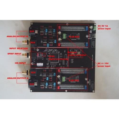 24-bit FPGA digital processing discrete R-2R ladder resistor hifi audio decoder board/Output: RCA single-ended and XLR balanced