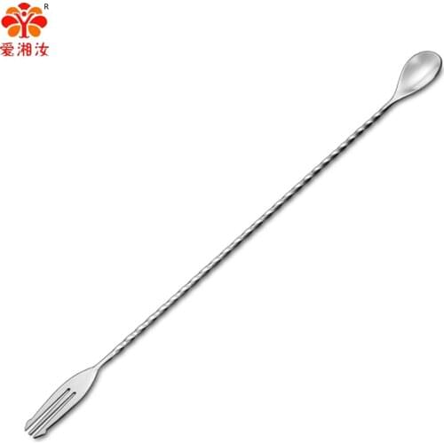Stainless steel long bar spoon 32cm handle mixing stick cocktail bar coffee milk tea stirring spoon bar accessories home bars