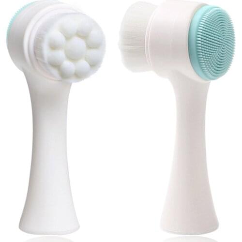 Double-sided Silicone Facial Cleanser Wash Brush Soft Mild Fiber Face Cleaning Washing Tool Skin Care Tool