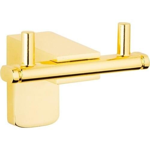 Eym Theme Premium Dual Hanger Bathroom Hanger For Bornozluk Stainless Gold