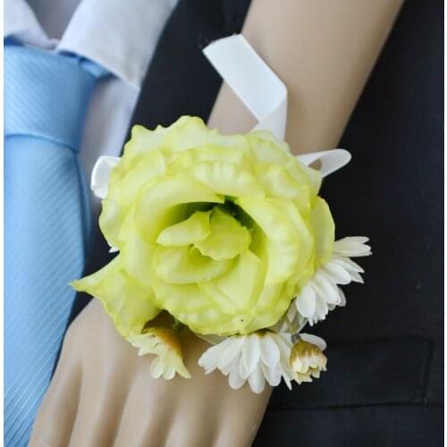 Artificial flowers DIY Bride corsage wedding Party Wrist flowers bridesmaid hand wrist flower lisianthus flowers Daisy