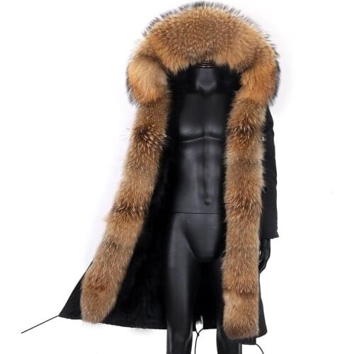 Camouflage winter jacket men x-long outwear thick parkas natural real fox fur collar coat 2020 new real Raccoon fur coat