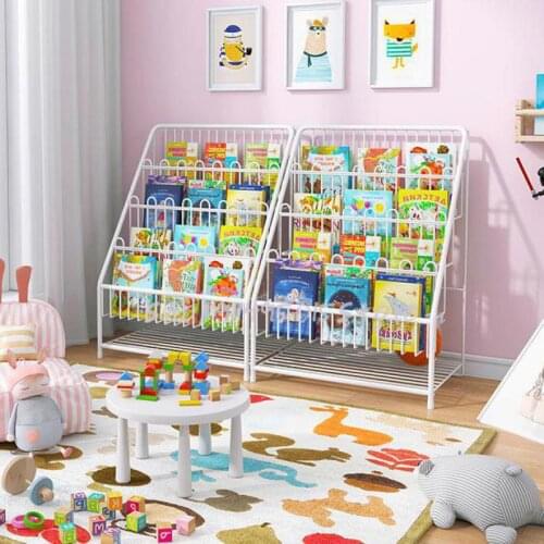 Bookshelf Floor Shelf Simple Modern Creative Magazine Picture Book Shelf Iron Toy Storage Newspaper Rack