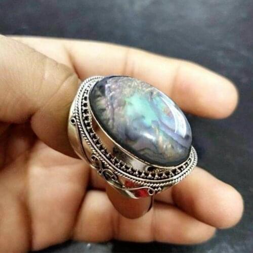 Large Fire Opal Stone Silver Color Ring Crystal Rings Bague Women Men Anniversary Wedding Ring Gifts Jewelry Anel