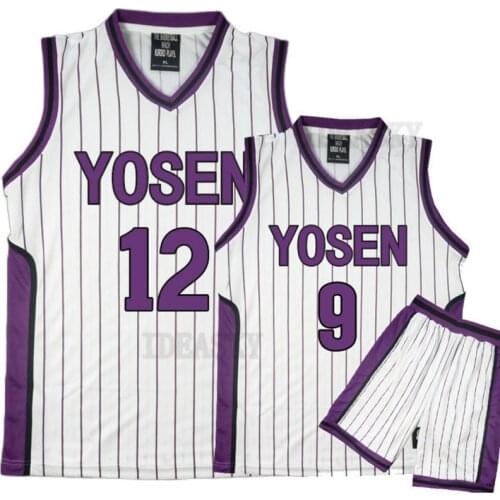 Kuroko no Basuke Basket Cosplay Yosen School Uniform Murasakibara Atsushi Jersey Sportswear 9 12 Men T Shirt Shorts Costume Set