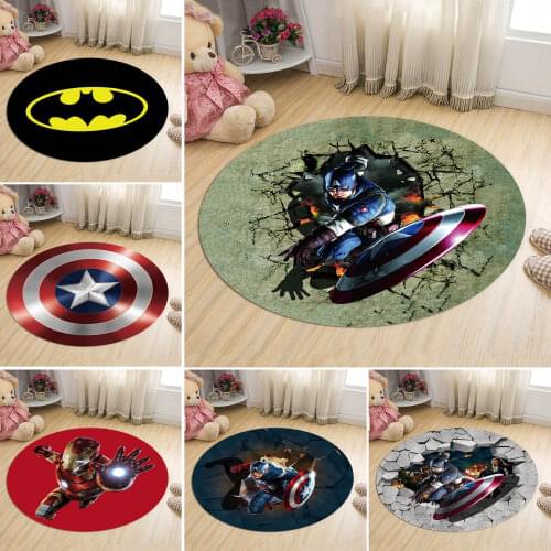 Marvels Round Floor Mat Anime Figure Rug 3D Cartoon Printed Bathtub Mat Non-slip Carpet Child Bathroom Kitchen Bath Mats Decor