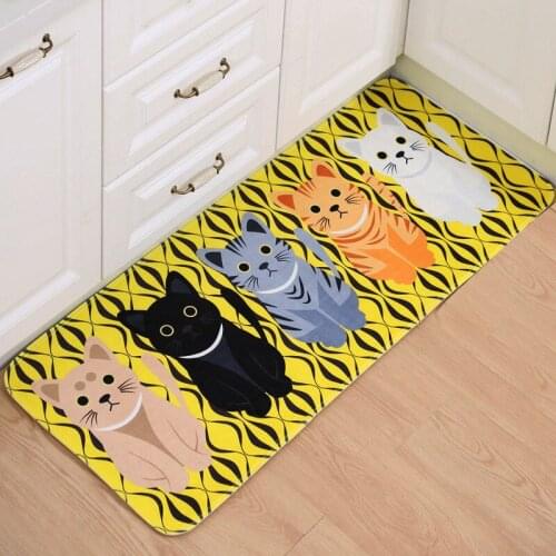 Cute Cartoon Cat Floor Carpets Floor Rug Memory Foam Mat Doormats For Kids Room Living Room Kitchen Bathroom Floor Area Rugs