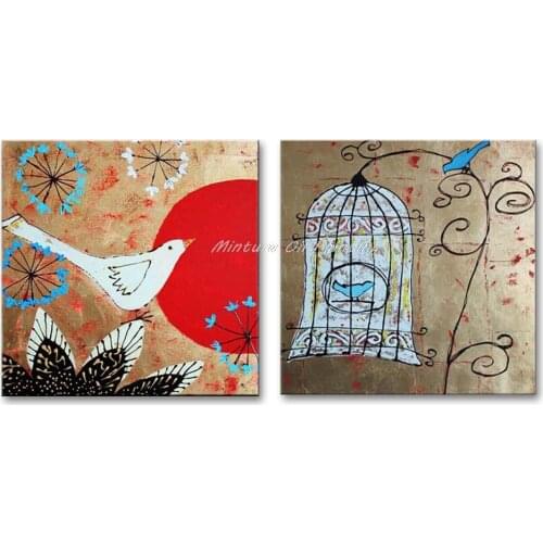 Hand Painting Birdie Oil Painting On Canvas Abstract Animal Wall Art For Home Decoration Living Room Decor Oil Painting