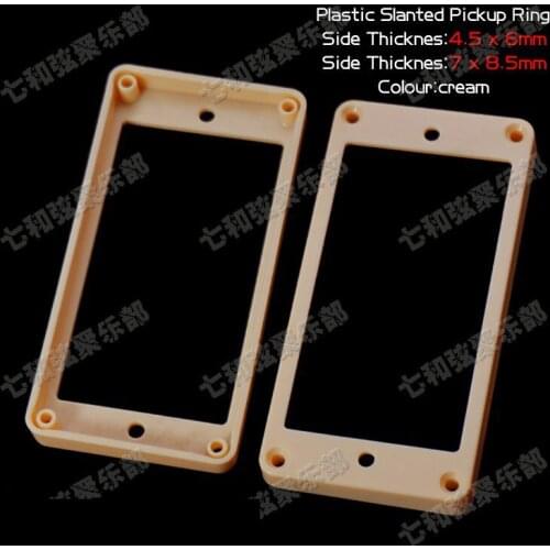 A set of 2 Pcs Cream Plastic Slanted Double Coil Pickup Ring for Electric Guitar/ Neck (4.5mmx6mm) & bridge(7mmx8.5mm)