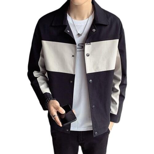 2021 New Mens Jacket Coats Fashio Leisure Loose Contrasting Colors Male Korean Fashions ClothesOutwear Hot Sale High Quality