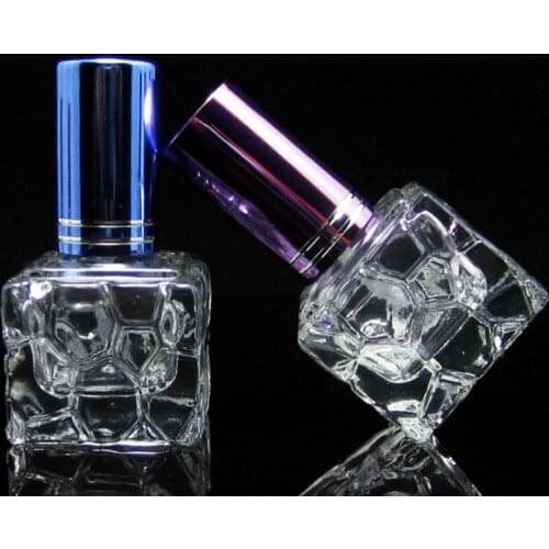 Wholesale 10ml Empty Mini Water Cube Glass Perfume Bottle 10CC Small Refillable Perfume Atomizer