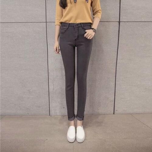 Autumn and winter 2020 Fashion Casual girls teenagers students high-waist womens mm slim tall jeans skinny pencil feet pants